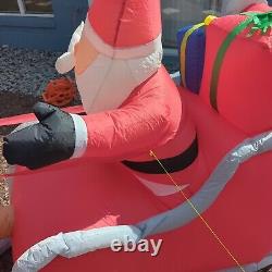 Gemmy 8ft Long Reindeer & Santa Sleigh Christmas Airblown Inflatable No Lights