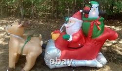 Gemmy 8ft Long Reindeer & Santa Sleigh Christmas Inflatable