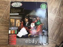 Gemmy 9.5' Wide Christmas Inflatable Santa's Flying Sleigh Waving Santa New