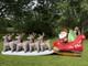 Gemmy Airblown Christmas Inflatable Deluxe Santa Sleigh And Reindeer