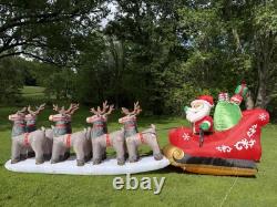 Gemmy Airblown Christmas Inflatable Deluxe Santa Sleigh And Reindeer
