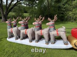 Gemmy Airblown Christmas Inflatable Deluxe Santa Sleigh And Reindeer
