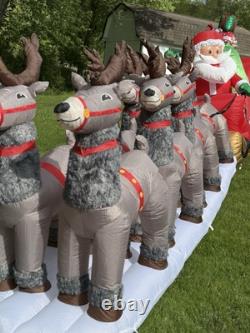 Gemmy Airblown Christmas Inflatable Deluxe Santa Sleigh And Reindeer