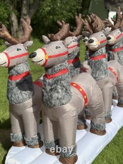 Gemmy Airblown Christmas Inflatable Deluxe Santa Sleigh And Reindeer