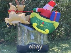 Gemmy Airblown Floating Inflatable Santa Sleigh Reindeers 8 Ft Tall