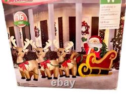 Gemmy Airblown Inflatable Large 16 Ft Giant Santa Sleigh Reindeer Indoor/Outdoor