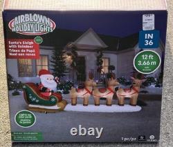 Gemmy Airblown Inflatable Santa's Sleigh With Reindeer Santa Claus Christmas 12