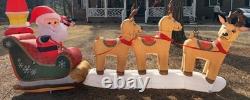 Gemmy Airblown Inflatable Santa's Sleigh With Reindeer Santa Claus Christmas 12