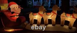 Gemmy Airblown Inflatable Santa's Sleigh with Reindeer Santa Claus Christmas 12