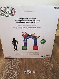 Gemmy Airblown Inflatable Tall Christmas Santa Sleigh Reindeer Archway 9 FT New