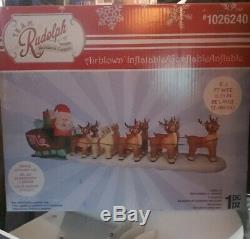 Gemmy Christmas Airblown Inflatable Colossal Rudolph Sleigh Santa Reindeer