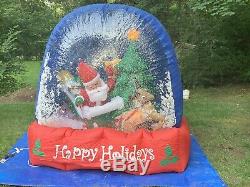 Gemmy Christmas Airblown Inflatable Santa In Sleigh With Reindeer SnowGlobe