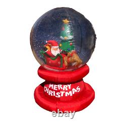 Gemmy Christmas Snow Globe Santa Sleigh Reindeer 6 ft Inflatable Light Up