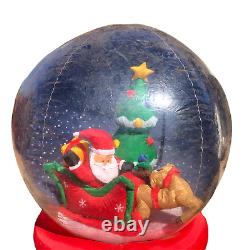 Gemmy Christmas Snow Globe Santa Sleigh Reindeer 6 ft Inflatable Light Up