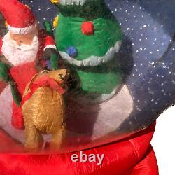 Gemmy Christmas Snow Globe Santa Sleigh Reindeer 6 ft Inflatable Light Up