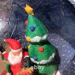 Gemmy Christmas Snow Globe Santa Sleigh Reindeer 6 ft Inflatable Light Up