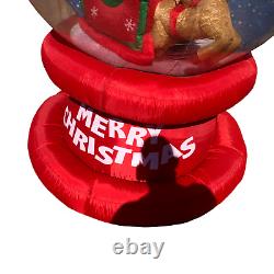 Gemmy Christmas Snow Globe Santa Sleigh Reindeer 6 ft Inflatable Light Up
