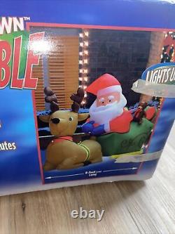 Gemmy Clydesdale Christmas 8ft Long Giant-Sized Santa Sleigh Reindeer