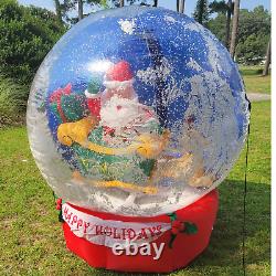 Gemmy Inflatable Snow Globe Santa Sleigh Reindeer 6 FT Lights Blows Snow