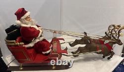 Gemmy Sleigh Ride Santa Flying Reindeer RARE Vintage 2001 Works