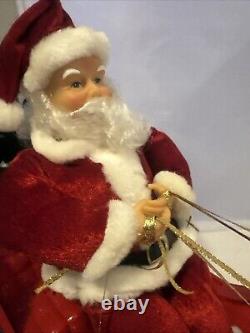 Gemmy Sleigh Ride Santa Flying Reindeer RARE Vintage 2001 Works