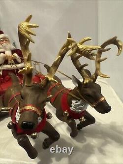 Gemmy Sleigh Ride Santa Flying Reindeer RARE Vintage 2001 Works