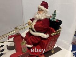 Gemmy Sleigh Ride Santa Flying Reindeer RARE Vintage 2001 Works