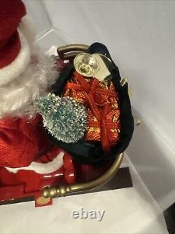 Gemmy Sleigh Ride Santa Flying Reindeer RARE Vintage 2001 Works