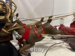 Gemmy Sleigh Ride Santa Flying Reindeer RARE Vintage 2001 Works
