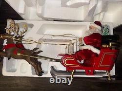 Gemmy Sleigh Ride Santa Flying Reindeer RARE Vintage 2001 Works