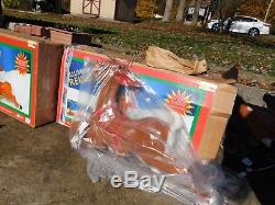 General Foam Santa & Sleigh Plus 3 Reindeer (2 in Boxes) Blow Mold withLight Cord
