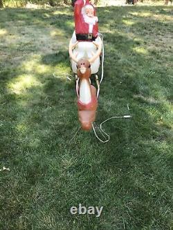 General Foam USA Made Lighted Outdoor Noel Santa Sleigh With Reindeer Blow Mold