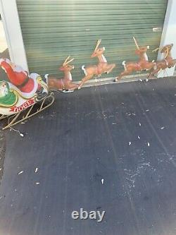 General Foam USA Made Lighted Outdoor Santa Sleigh With 4 Reindeer