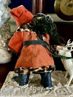 German Antique Style Santa Sleigh Reindeer Belsnickle