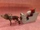 German Belsnickle Santa In Cardboard Sleigh Being Pulled By Reindeer Vintage
