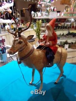 German Santa Belsnickle Sleigh Deer Reindeer Candy Container