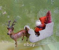 German Santa in Sleigh and Reindeer Germany, Rabbit Fur Beard