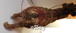 German, seated Santa / Sleigh /real fur Reindeer, late 19th century, VERY RARE