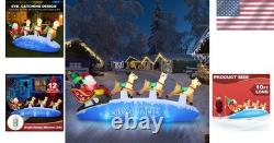 Giant 10ft Santa Sleigh with Reindeer Inflatable & LED lights Christmas Blow Up