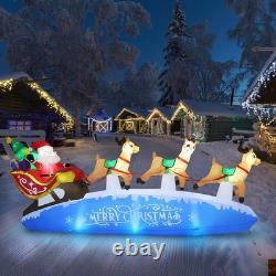 Giant 10ft Santa Sleigh with Reindeer Inflatable & LED lights Christmas Blow Up