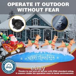 Giant 10ft Santa Sleigh with Reindeer Inflatable & LED lights Christmas Blow Up