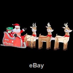 Giant 16 Ft Inflatable Lighted Santa In Sleigh With Reindeer Outdoor Holiday