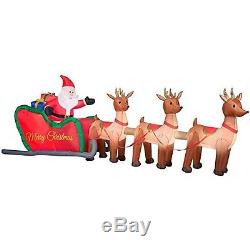 Giant 16 ft Inflatable Lighted Santa in Sleigh with Reindeer Outdoor Christ