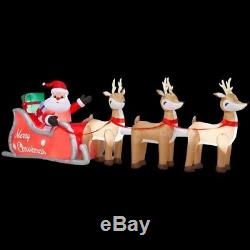 Giant 16 ft Inflatable Lighted Santa in Sleigh with Reindeer Outdoor Christmas