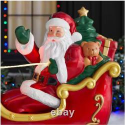 Giant 9-Foot Pre-Lit LED Santa's Sleigh and Reindeer Set