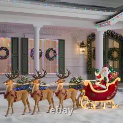 Giant 9-Foot Pre-Lit LED Santa's Sleigh and Reindeer Set