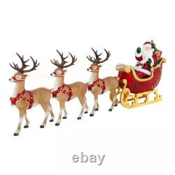 Giant 9-Foot Pre-Lit LED Santa's Sleigh and Reindeer Set