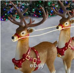 Giant 9-Foot Pre-Lit LED Santa's Sleigh and Reindeer Set