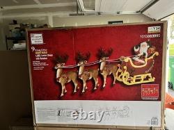 Giant 9-Foot Pre-Lit LED Santa's Sleigh and Reindeer Set