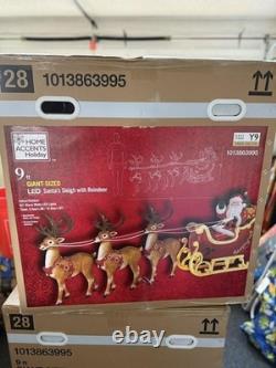 Giant 9-Foot Pre-Lit LED Santa's Sleigh and Reindeer Set